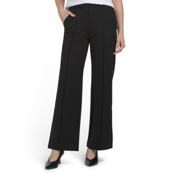 ELIE TAHARI Noir Fly Front Full Length Ponte Pants - Picture 1 of 2